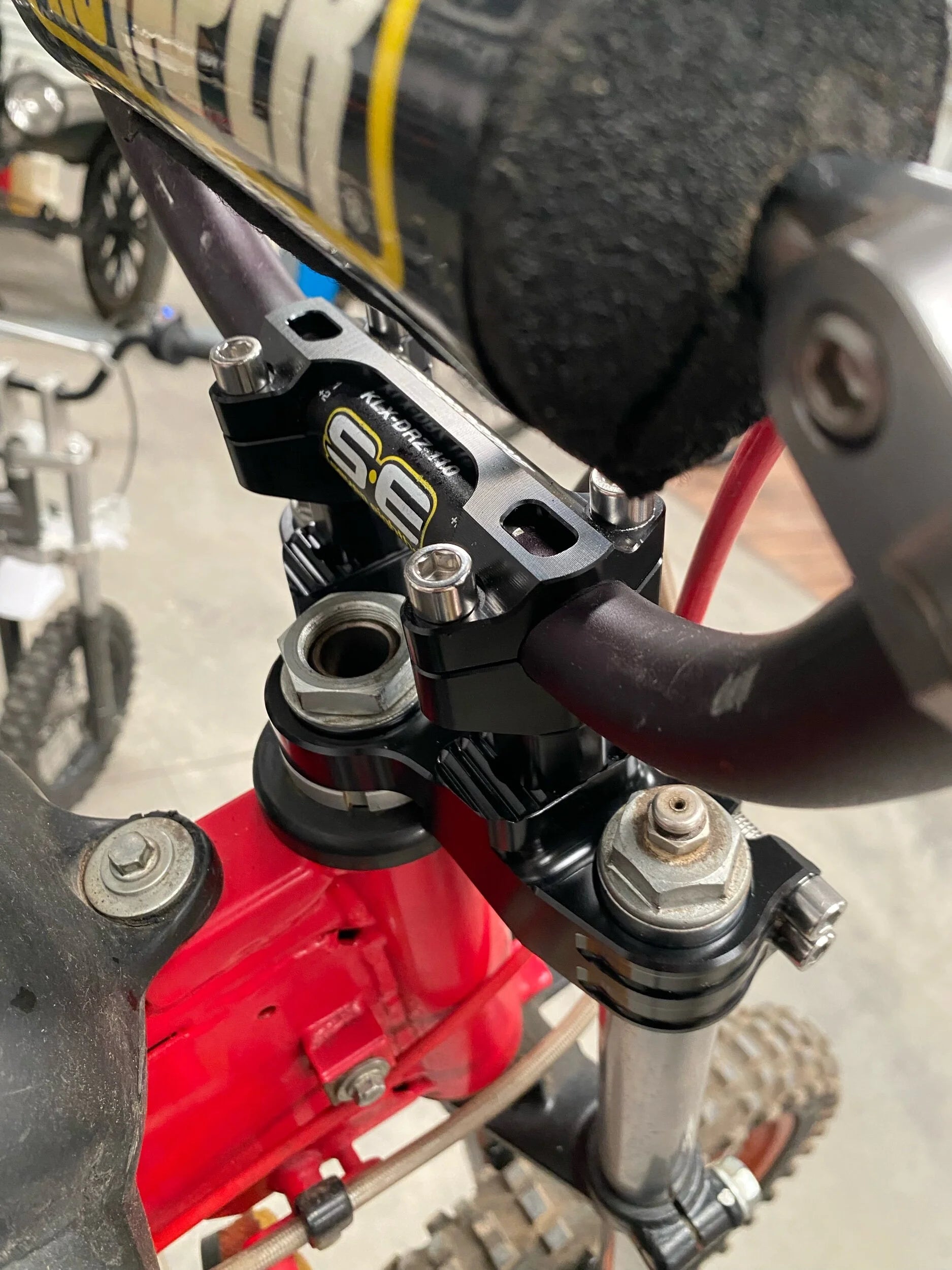 Staggs Racing billet upper triple clamp