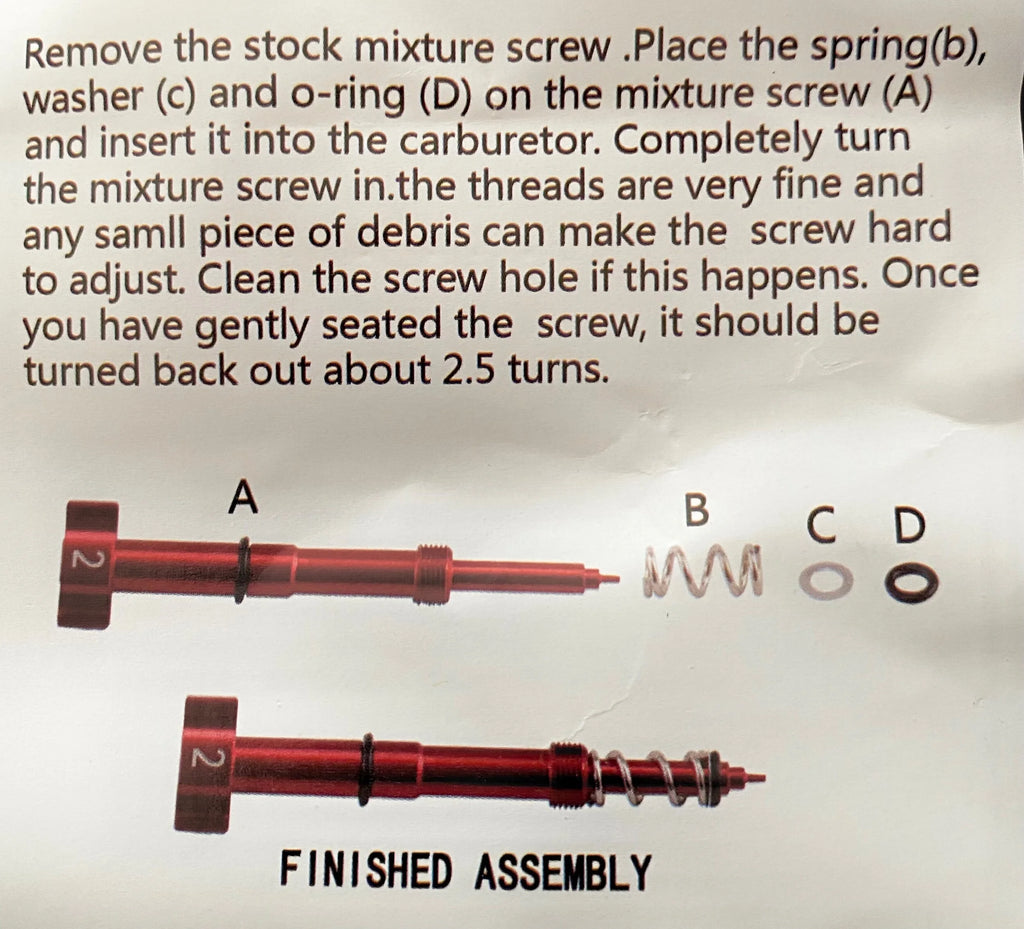 Staggs Racing air/fuel mixture screw