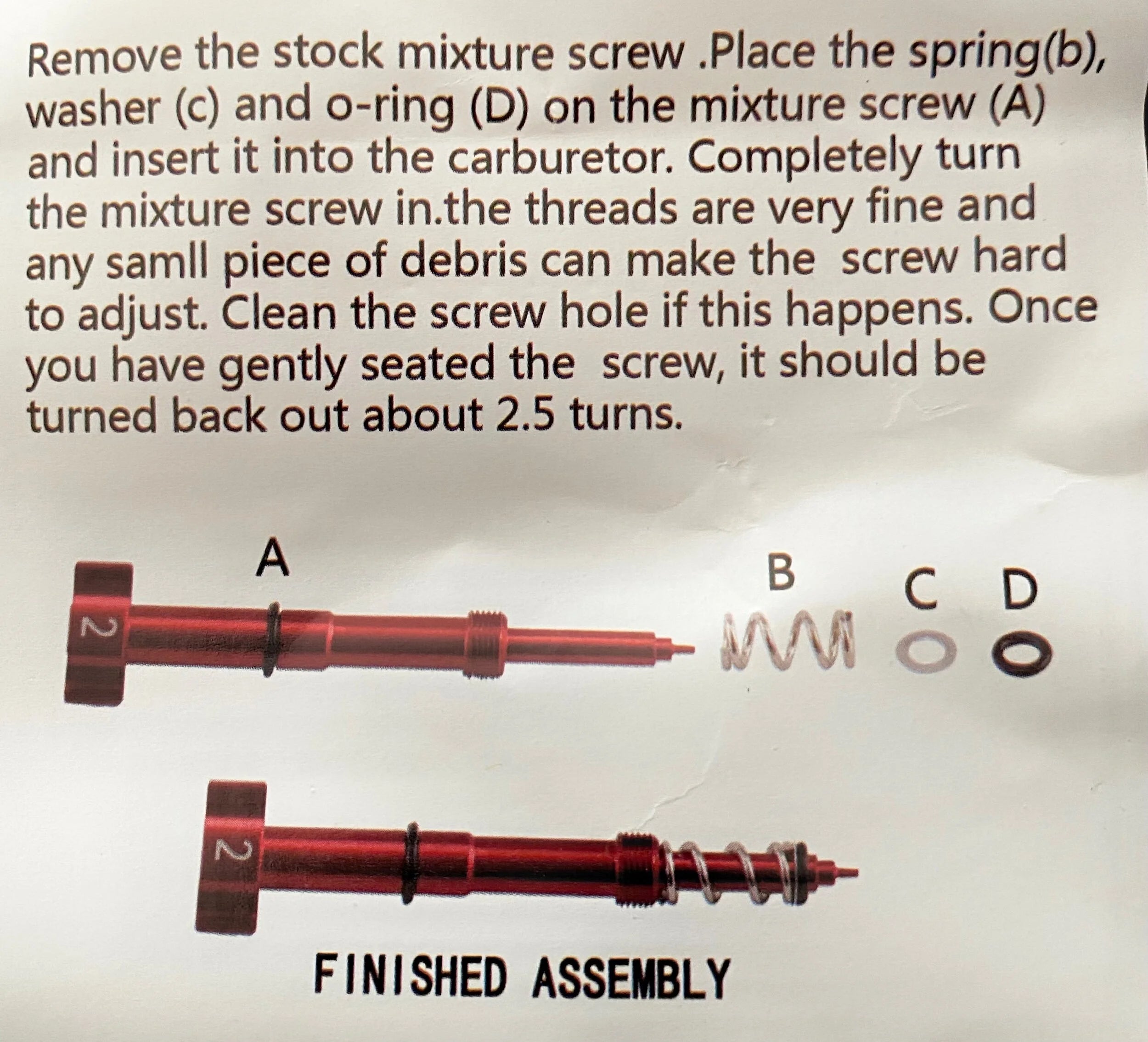 Staggs Racing air/fuel mixture screw