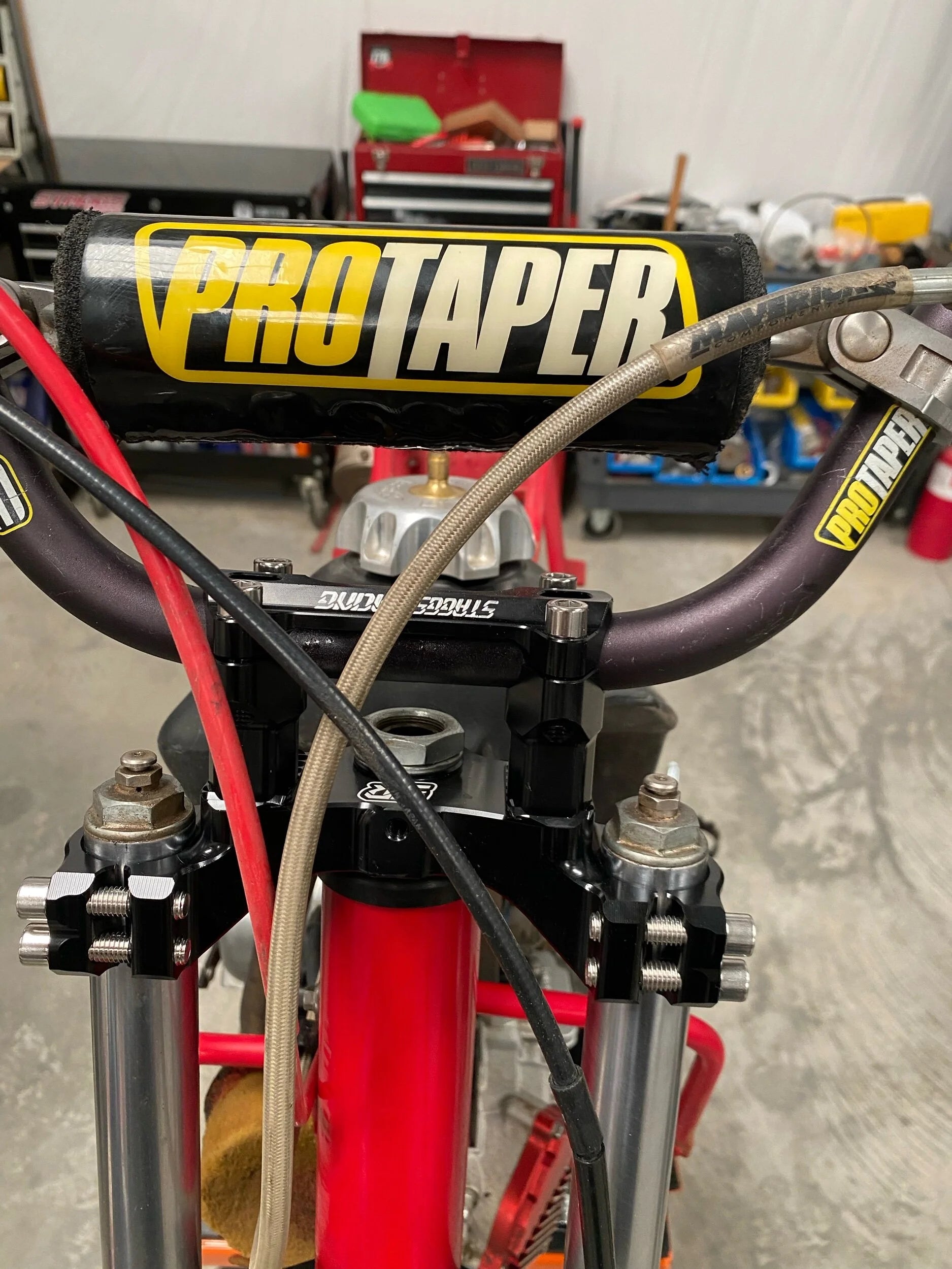 Staggs Racing billet upper triple clamp
